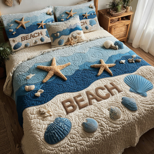 Tropical Beach 3-Piece Quilted Bedding Set GFTOHD8289