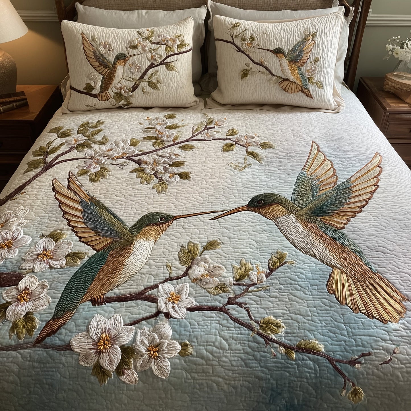 Hummingbird Heaven 3-Piece Quilted Bedding Set GFTOHD8369