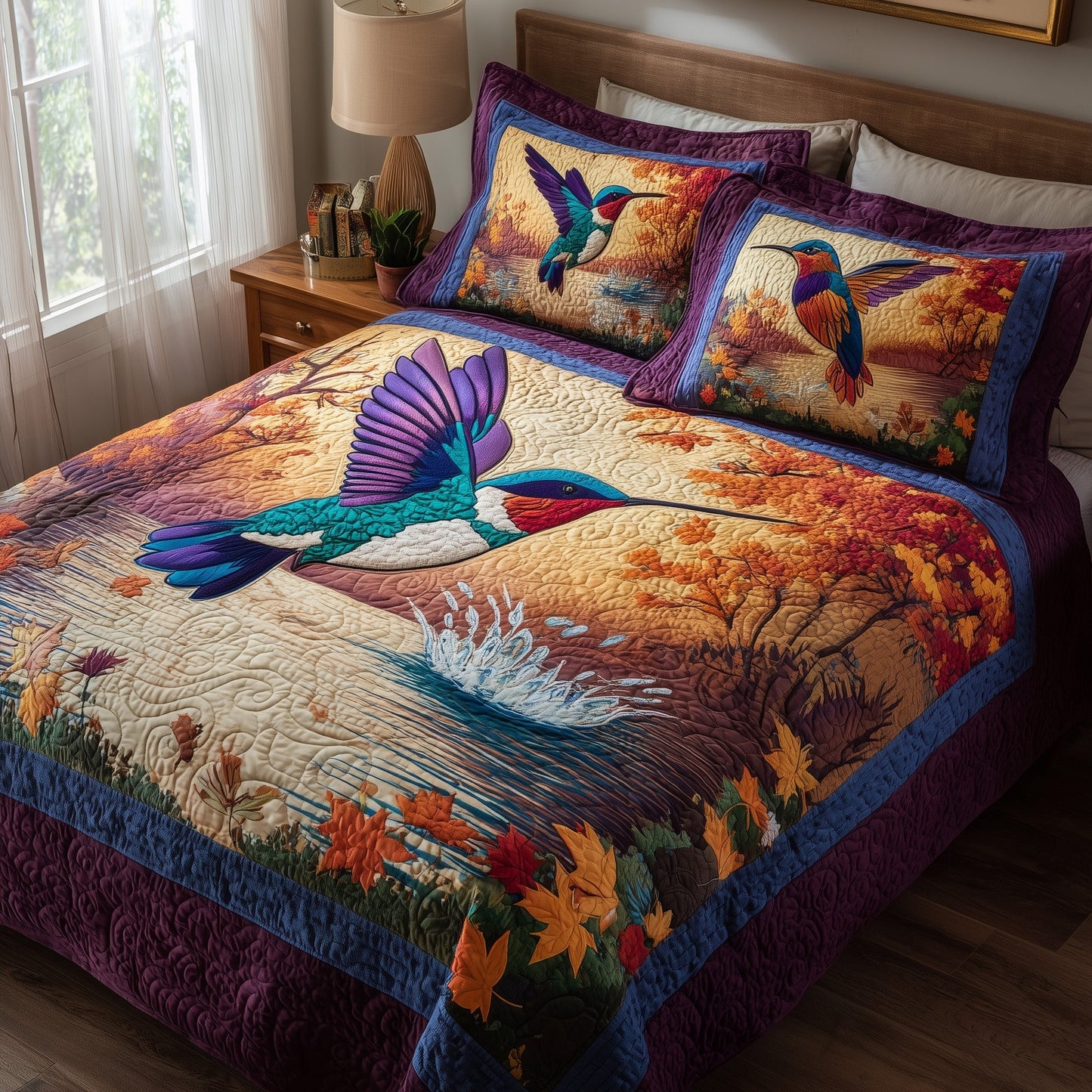 Hummingbird Heaven 3-Piece Quilted Bedding Set GFTOHD8371