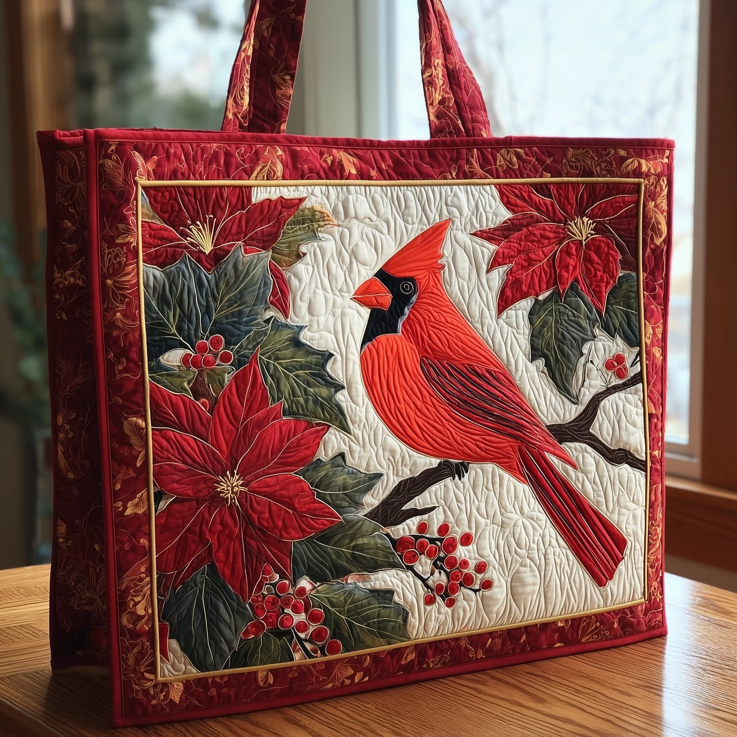 Elegant Cardinal Quilted Tote Bag GFTOHD8490