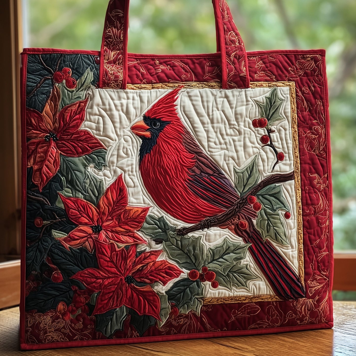 Elegant Cardinal Quilted Tote Bag GFTOHD8491
