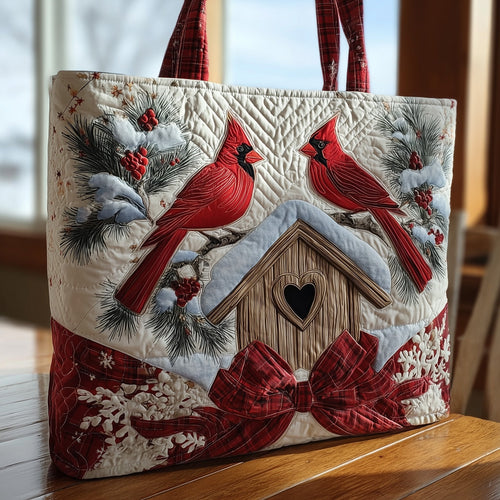 Cardinal Winter Couple Quilted Tote Bag GFTOHD8495