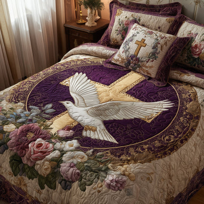 Peaceful Cross 3-Piece Quilted Bedding Set GFTOHD8510