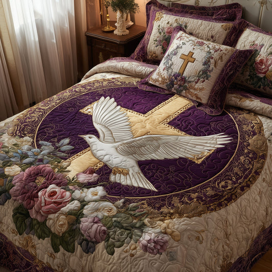 Peaceful Cross 3-Piece Quilted Bedding Set GFTOHD8510