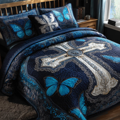 Faithful Cross 3-Piece Quilted Bedding Set GFTOHD8514