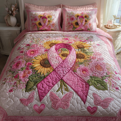 Breast Cancer 3-Piece Quilted Bedding Set GFTOHD8535