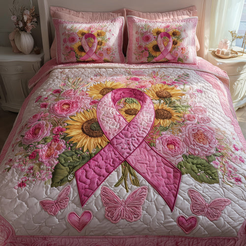 Breast Cancer 3-Piece Quilted Bedding Set GFTOHD8535