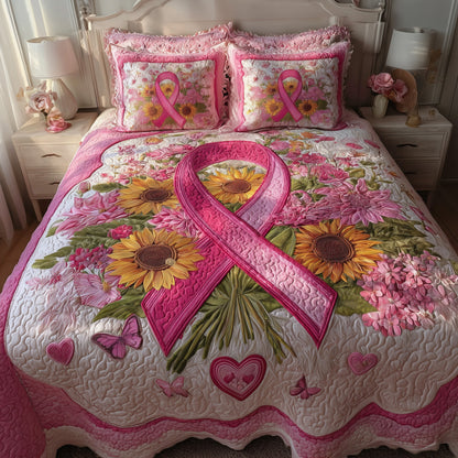 Breast Cancer 3-Piece Quilted Bedding Set GFTOHD8536