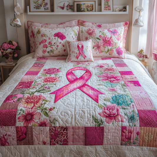 Breast Cancer 3-Piece Quilted Bedding Set GFTOHD8537
