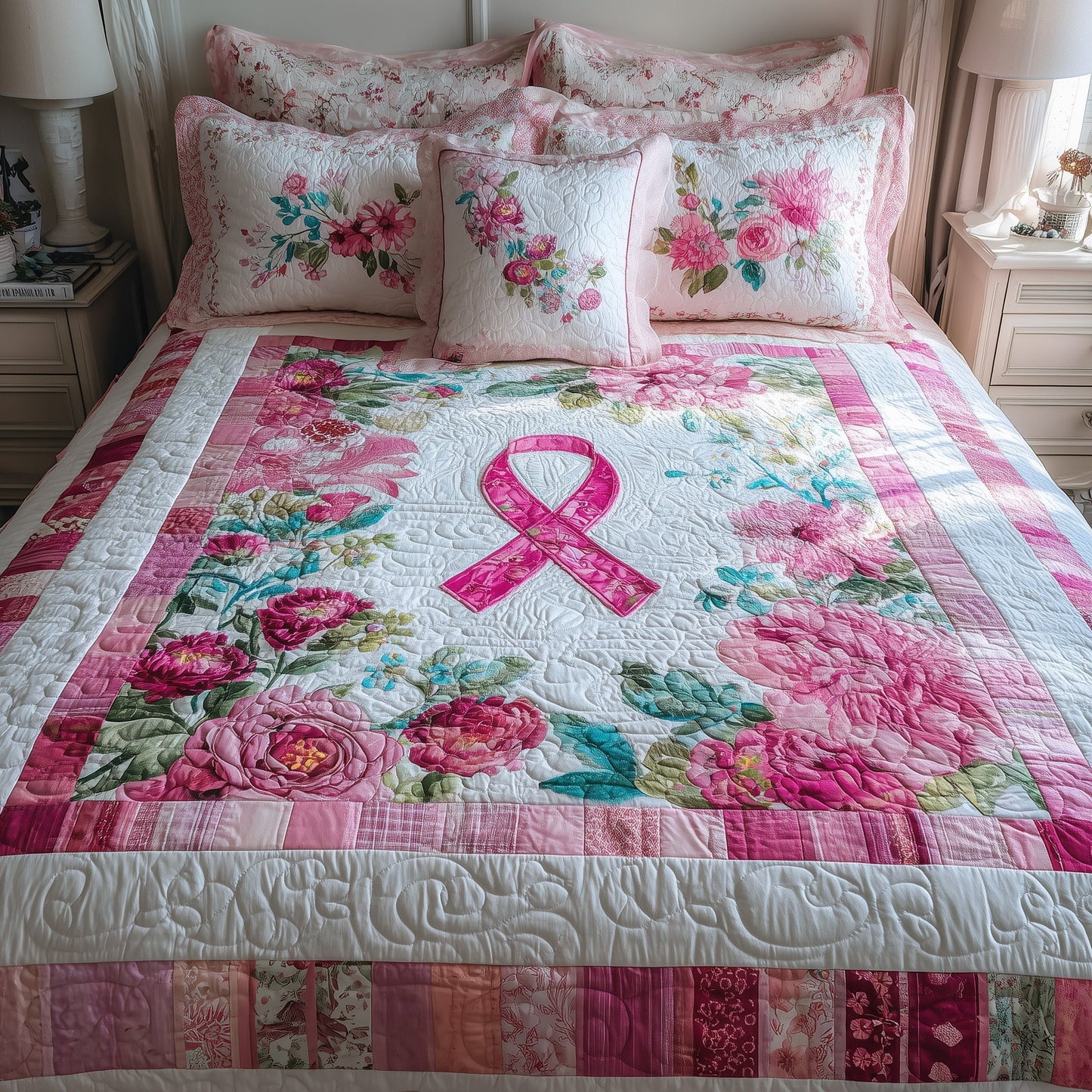 Breast Cancer 3-Piece Quilted Bedding Set GFTOHD8538