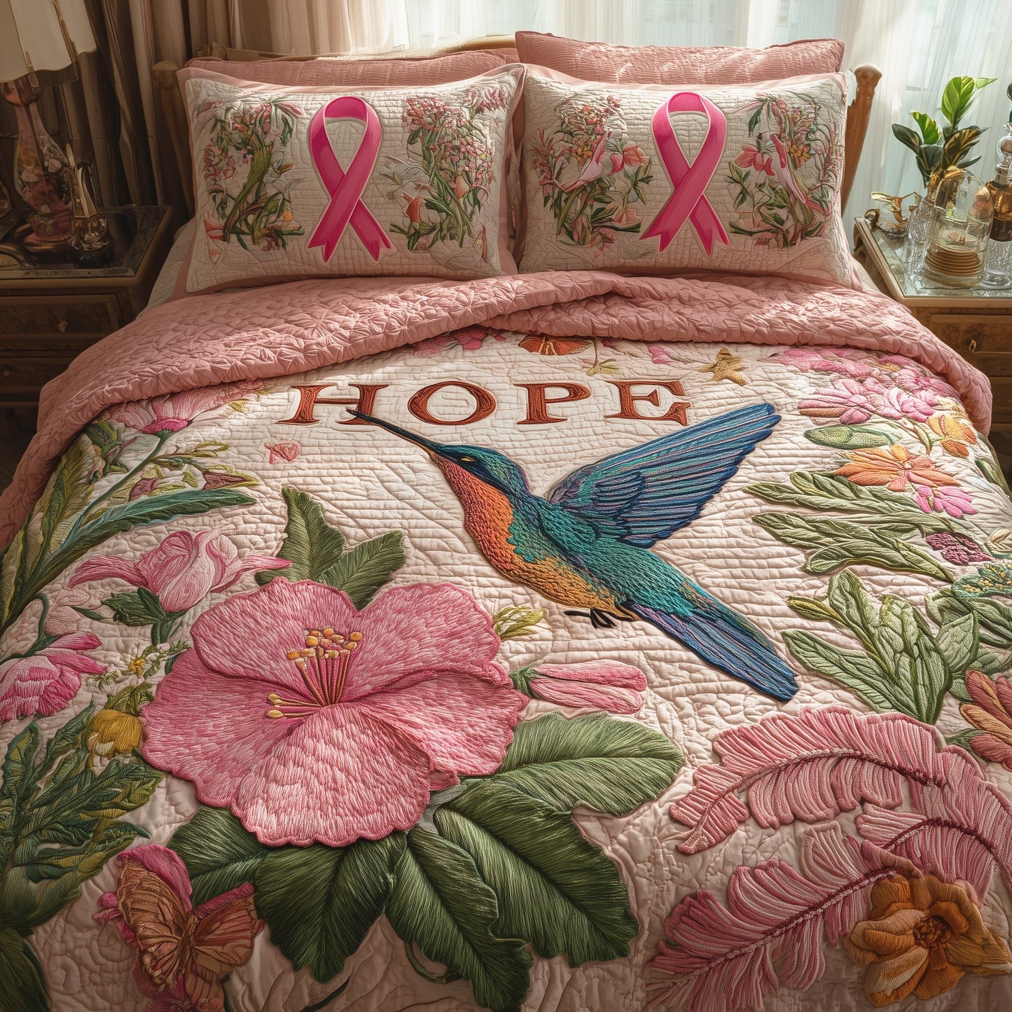 Breast Cancer 3-Piece Quilted Bedding Set GFTOHD8541