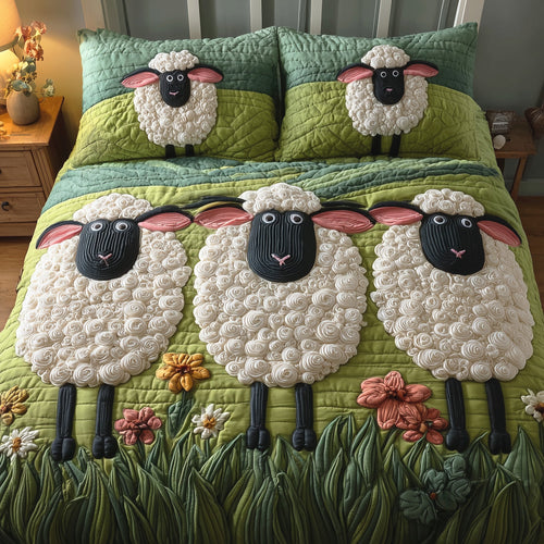 Sheep Heaven 3-Piece Quilted Bedding Set GFTOHD8542