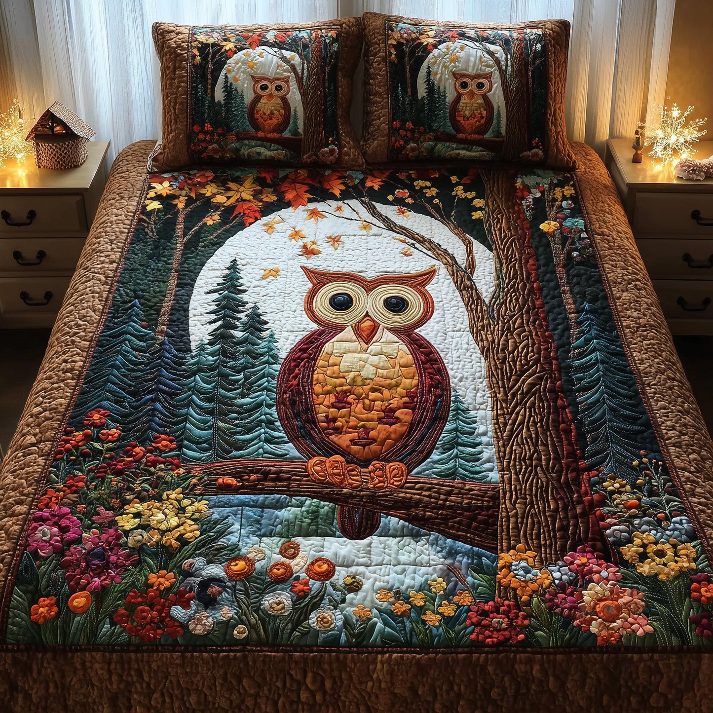 Owl Heaven 3-Piece Quilted Bedding Set GFTOHD8596