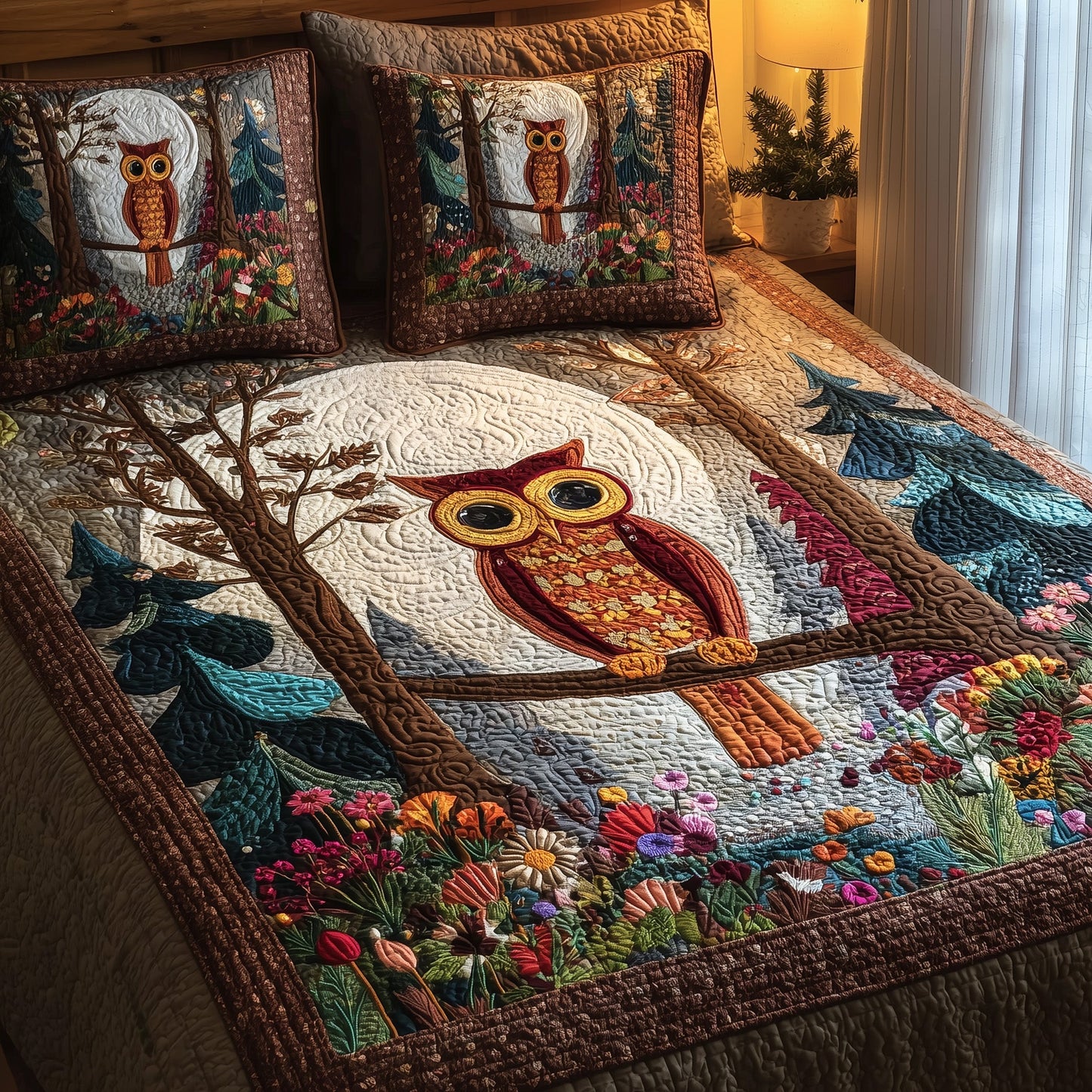 Owl Heaven 3-Piece Quilted Bedding Set GFTOHD8597