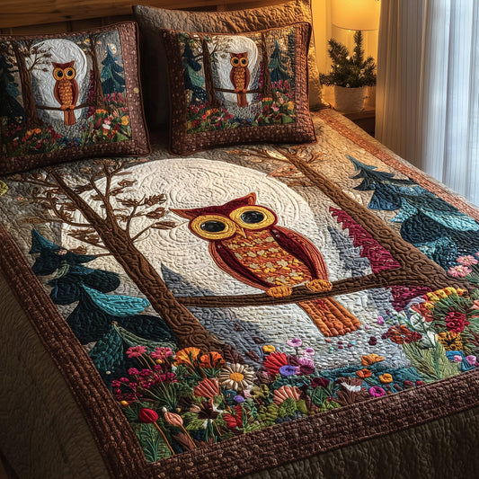 Owl Heaven 3-Piece Quilted Bedding Set GFTOHD8597