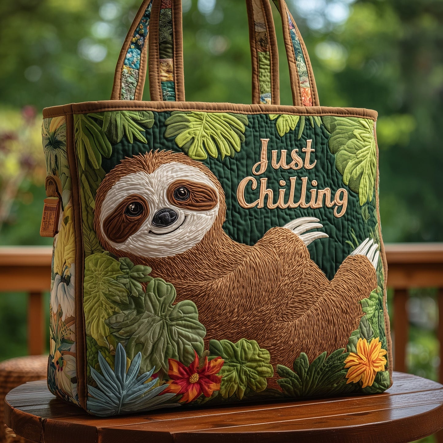 Chilling Sloth Quilted Tote Bag GFTOHD8606