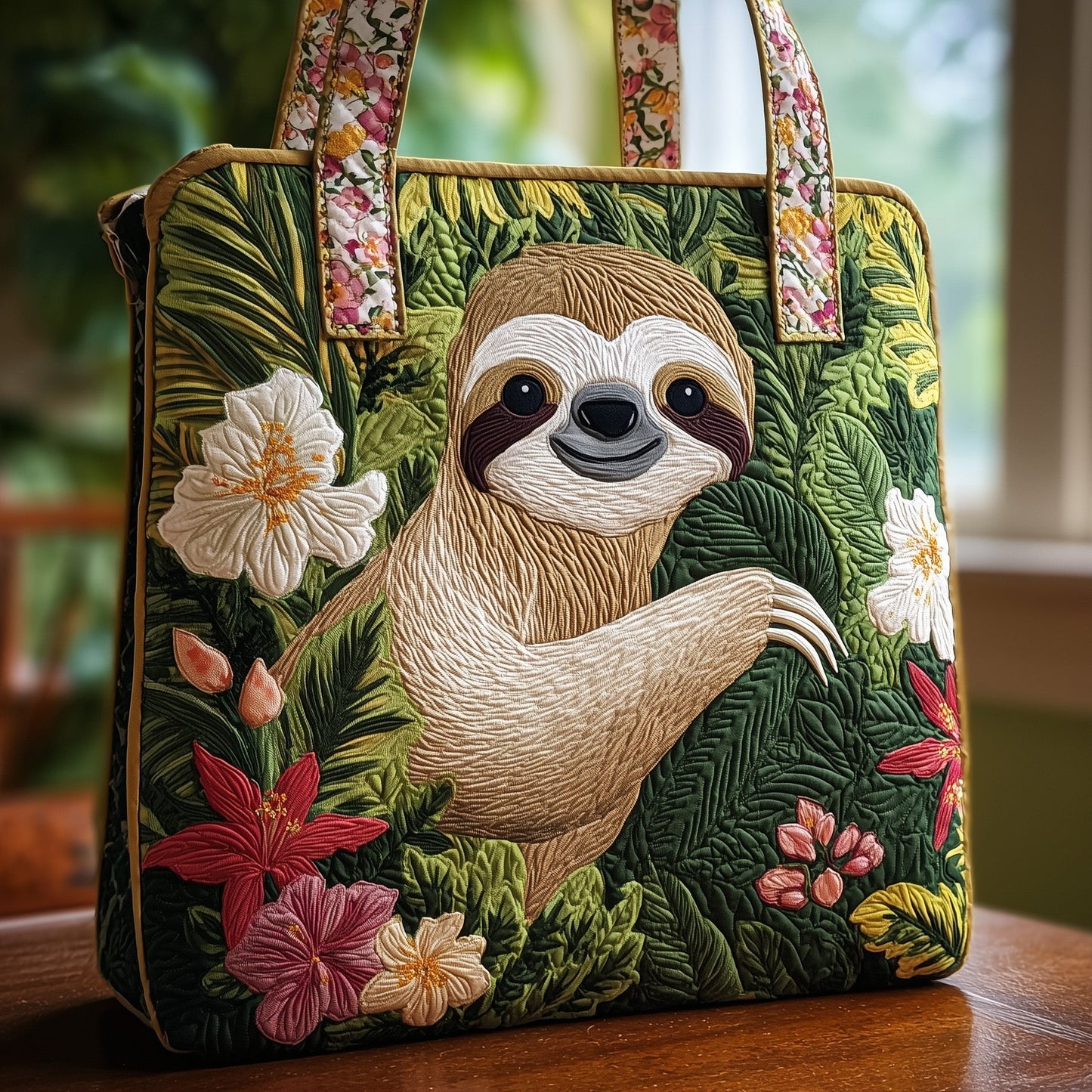 Chilling Sloth Quilted Tote Bag GFTOHD8607
