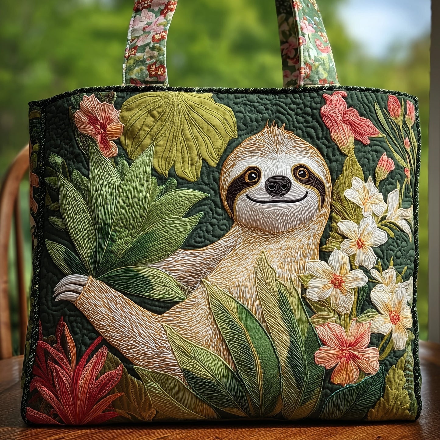 Chilling Sloth Quilted Tote Bag GFTOHD8608