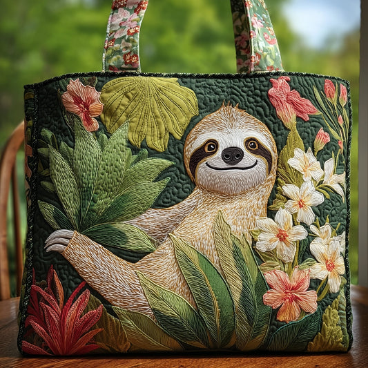 Chilling Sloth Quilted Tote Bag GFTOHD8608