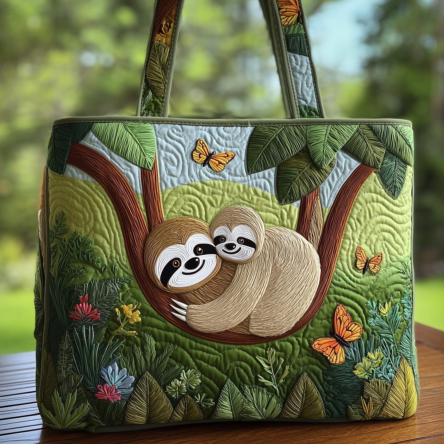 Chilling Sloth Quilted Tote Bag GFTOHD8611