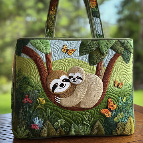 Chilling Sloth Quilted Tote Bag GFTOHD8611