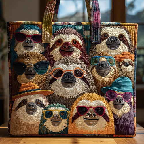 Chilling Sloth Quilted Tote Bag GFTOHD8612