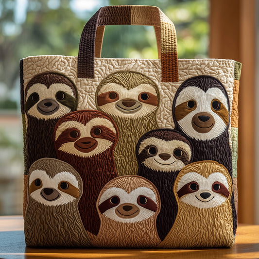 Chilling Sloth Quilted Tote Bag GFTOHD8614