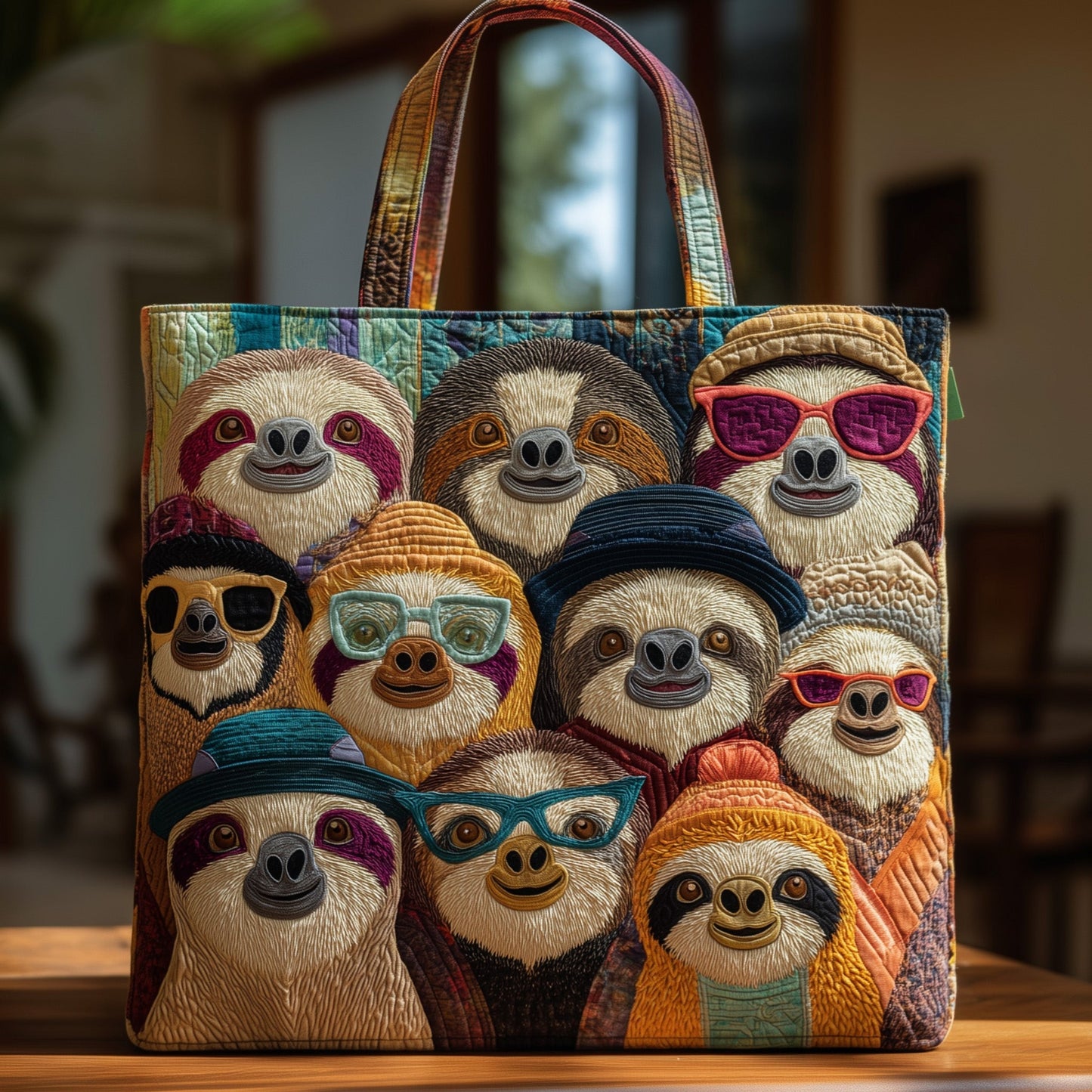 Chilling Sloth Quilted Tote Bag GFTOHD8616