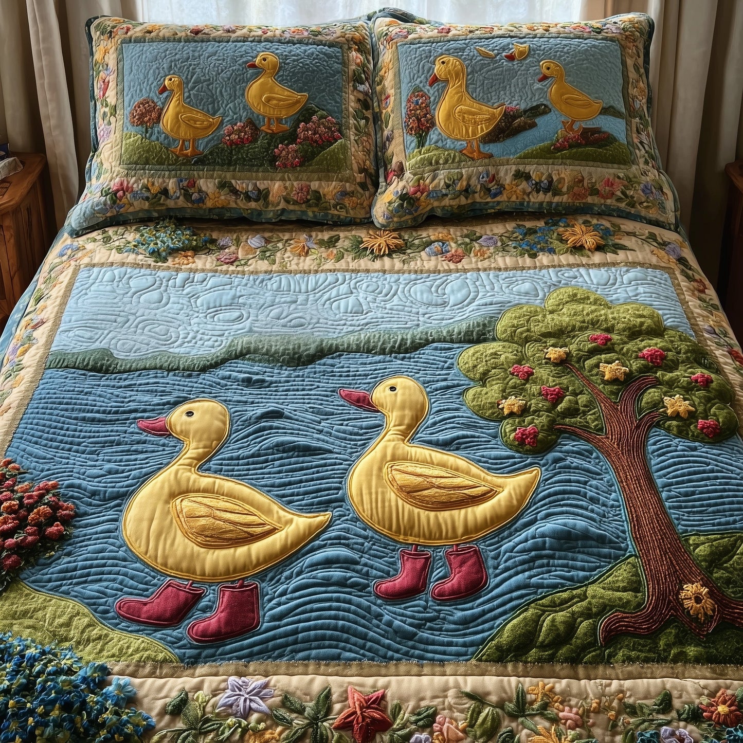 Duck Paradise 3-Piece Quilted Bedding Set GFTOHD8646