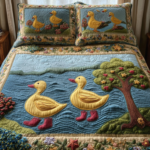Duck Paradise 3-Piece Quilted Bedding Set GFTOHD8646