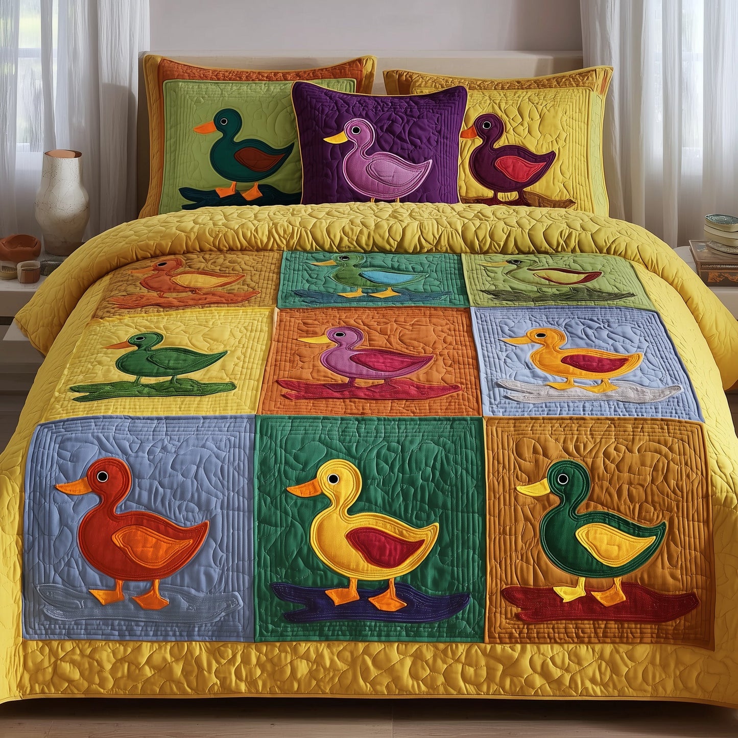 Duck Paradise 3-Piece Quilted Bedding Set GFTOHD8649