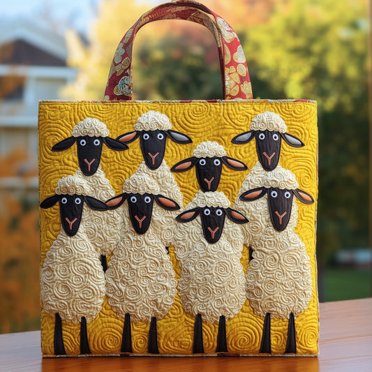 Fluffy Happy Sheep Quilted Tote Bag GFTOHD8651