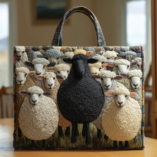Fluffy Happy Sheep Quilted Tote Bag GFTOHD8652