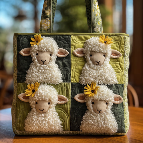 Fluffy Happy Sheep Quilted Tote Bag GFTOHD8655