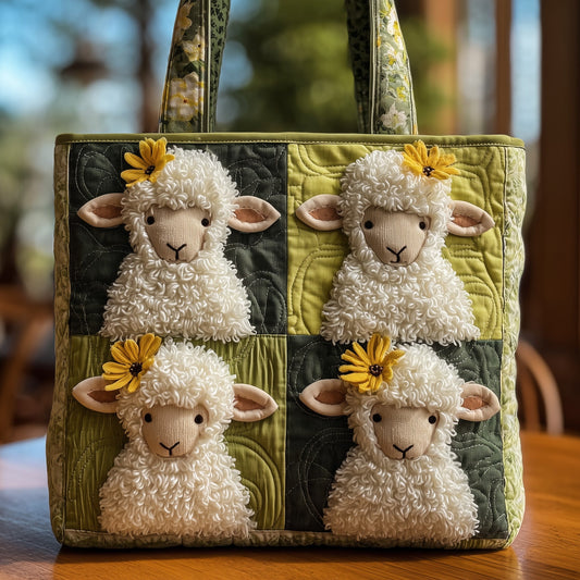 Fluffy Happy Sheep Quilted Tote Bag GFTOHD8655