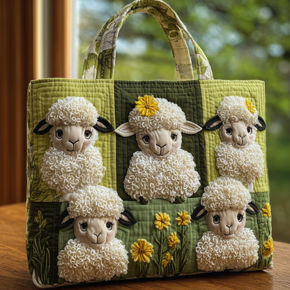 Fluffy Happy Sheep Quilted Tote Bag GFTOHD8656