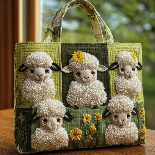 Fluffy Happy Sheep Quilted Tote Bag GFTOHD8656