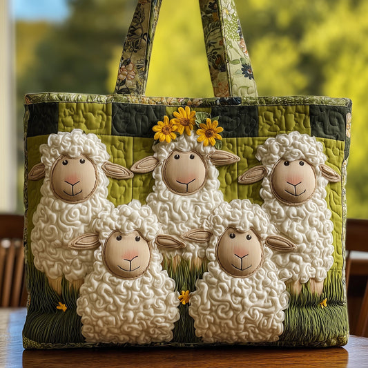 Fluffy Happy Sheep Quilted Tote Bag GFTOHD8657