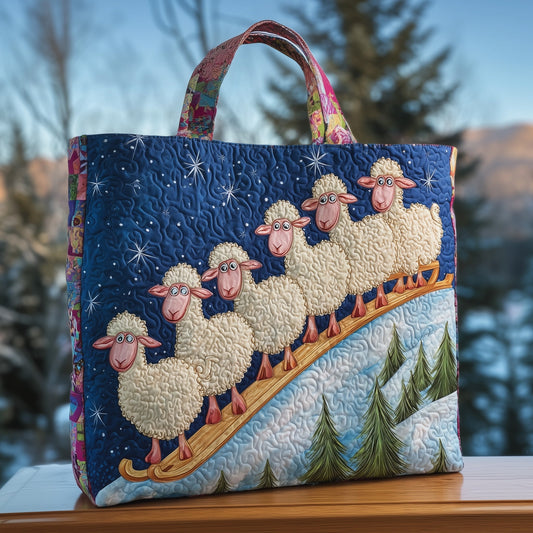 Fluffy Happy Sheep Quilted Tote Bag GFTOHD8658