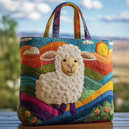Fluffy Happy Sheep Quilted Tote Bag GFTOHD8665