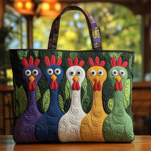 Funky Chicken Quilted Tote Bag GFTOHD8755