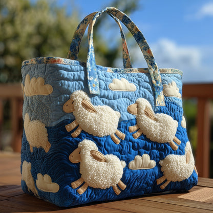 Fluffy Happy Sheep Quilted Tote Bag GFTOHD8812