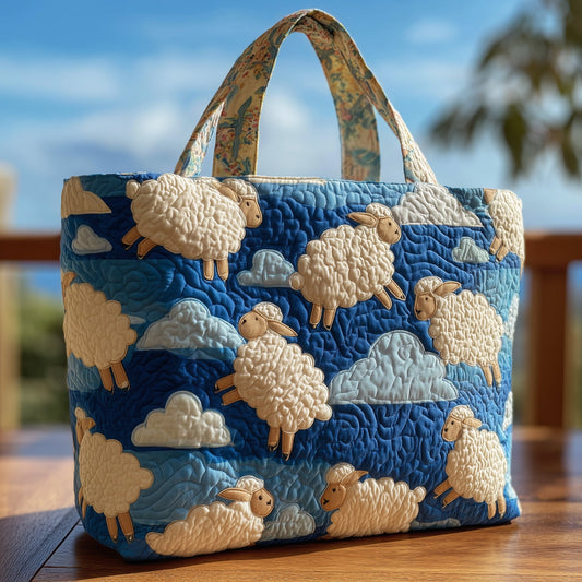 Fluffy Happy Sheep Quilted Tote Bag GFTOHD8813