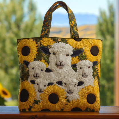 Fluffy Happy Sheep Quilted Tote Bag GFTOHD8815