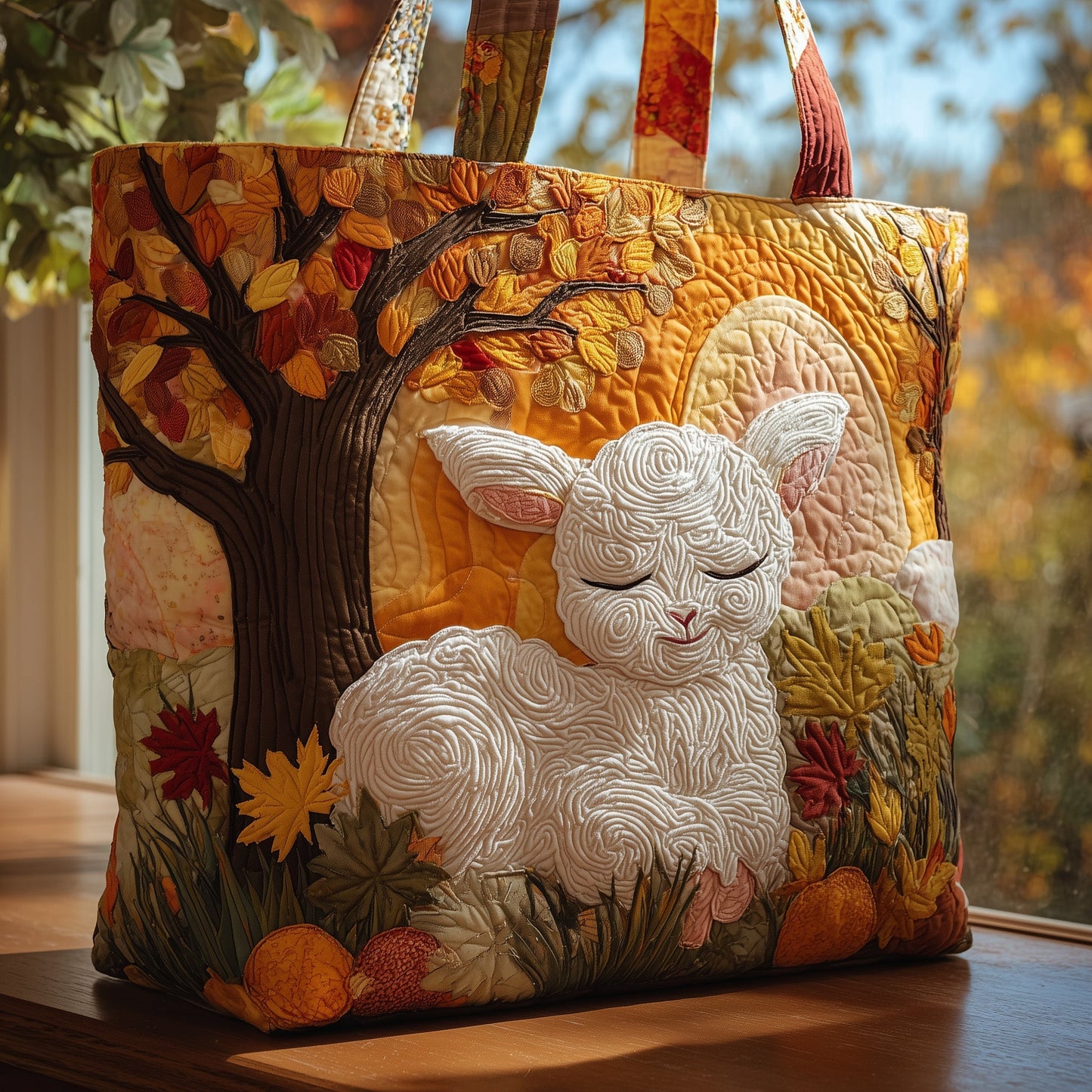 Fluffy Happy Sheep Quilted Tote Bag GFTOHD8818