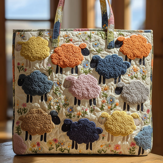 Fluffy Happy Sheep Quilted Tote Bag GFTOHD8821
