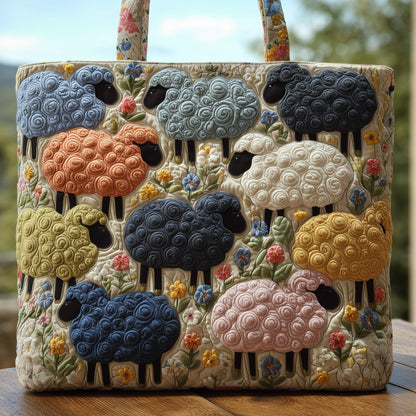 Fluffy Happy Sheep Quilted Tote Bag GFTOHD8822