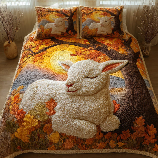 Fluffy Happy Sheep 3-Piece Quilted Bedding Set GFTOHD8823