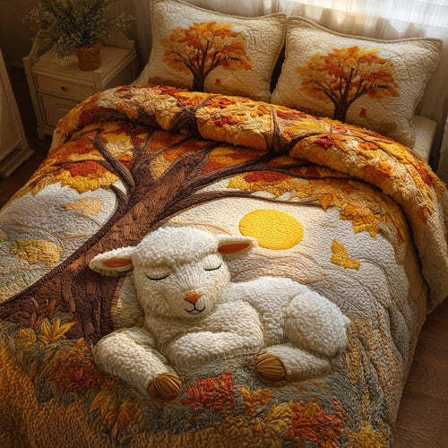 Fluffy Happy Sheep 3-Piece Quilted Bedding Set GFTOHD8824