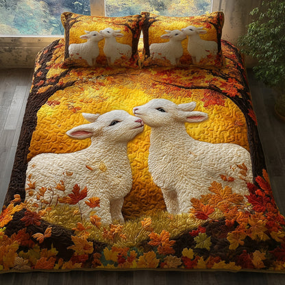 Fluffy Happy Sheep 3-Piece Quilted Bedding Set GFTOHD8826